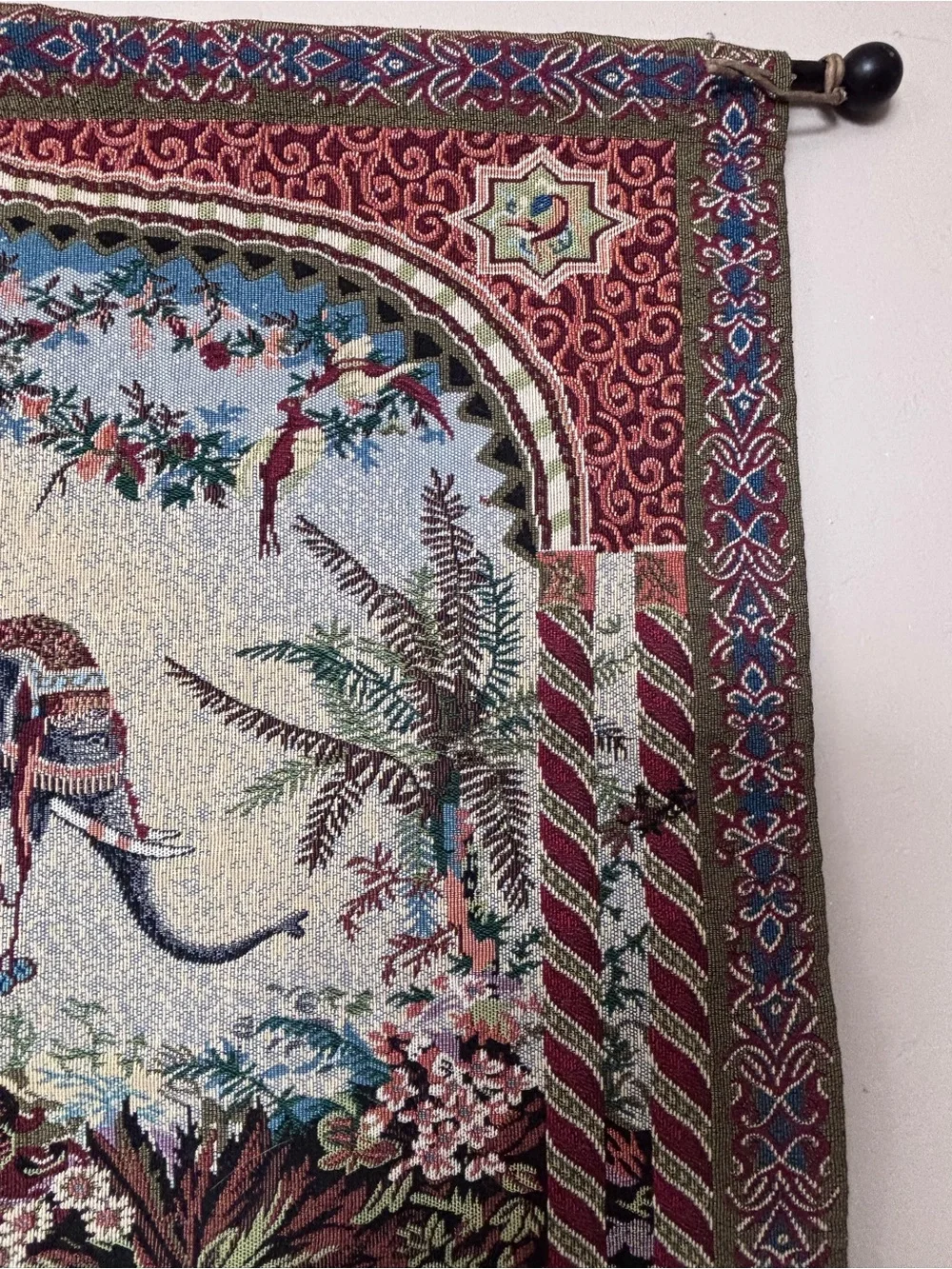 VTG Bombay Co Vintage Elephant Tapestry Wall Hanging Art 39x24 Boho Global Decor